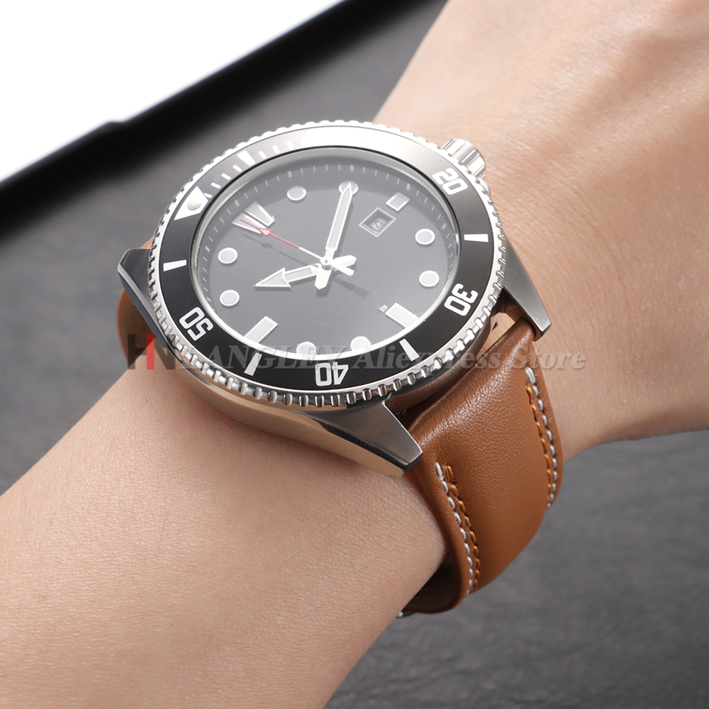 Calfskin Genuine Leather Watch - Rubber Strap Diver recension och pris