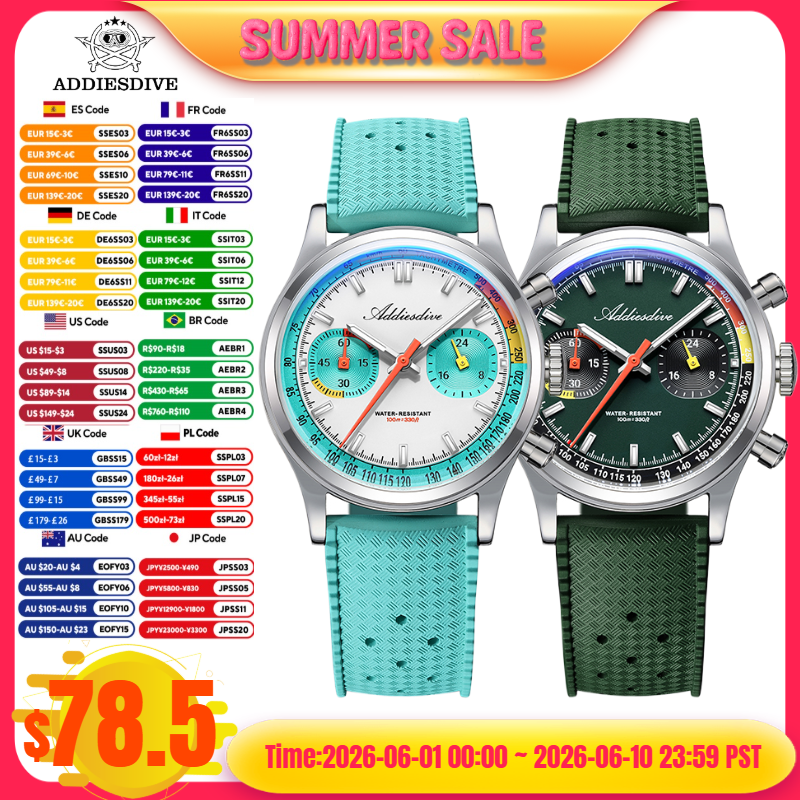 ADDIESDIVE 2025 NEW TOP 38mm M - Rubber Strap Diver recension och pris