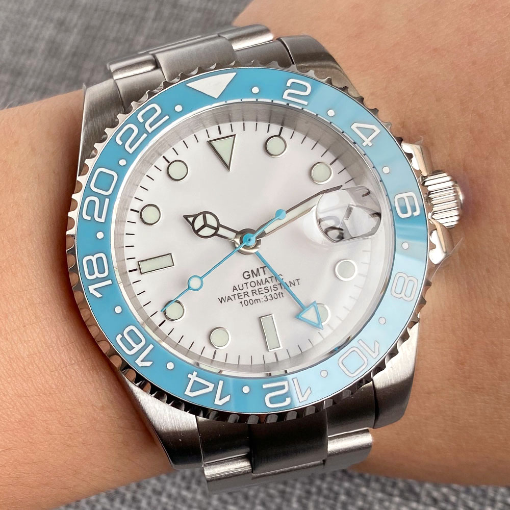 Customized 40mm Ice Blue Dial  - Stainless Bracelet Diver recension och pris
