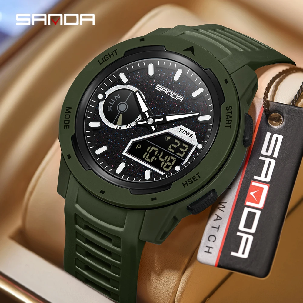 SANDA new men's fluorescent wa - Rubber Strap Diver recension och pris