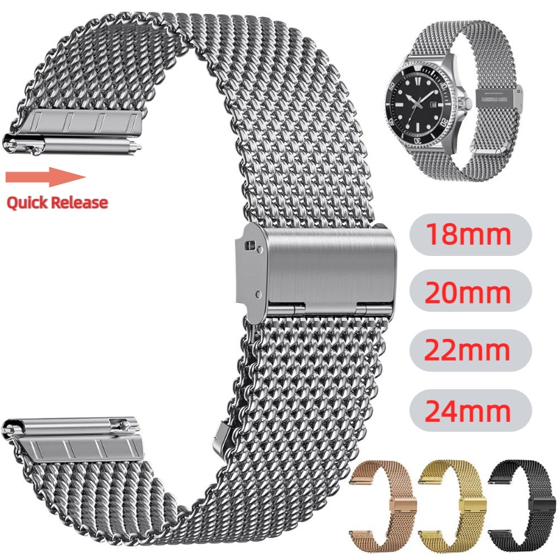 18mm 20mm 22mm 24mm Bands Univ - Mesh Strap Metal recension och pris
