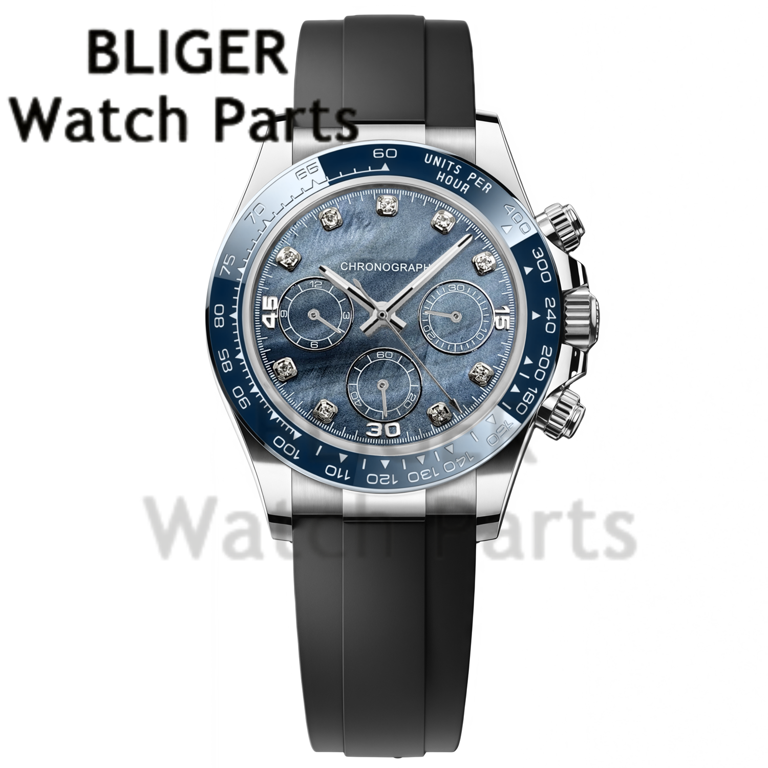 BLIGER 39MM Men's Quartz Chron - Rubber Strap Diver recension och pris