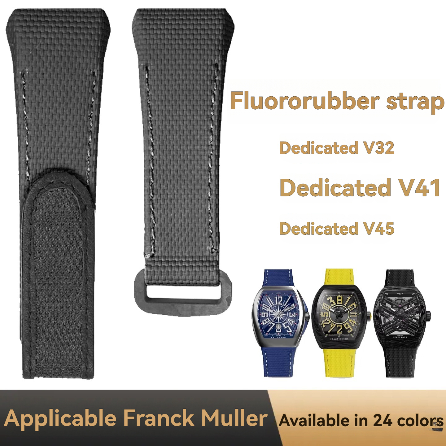 For Franck Muller V45 Fluororu - Leather Strap Quick Release recension och pris