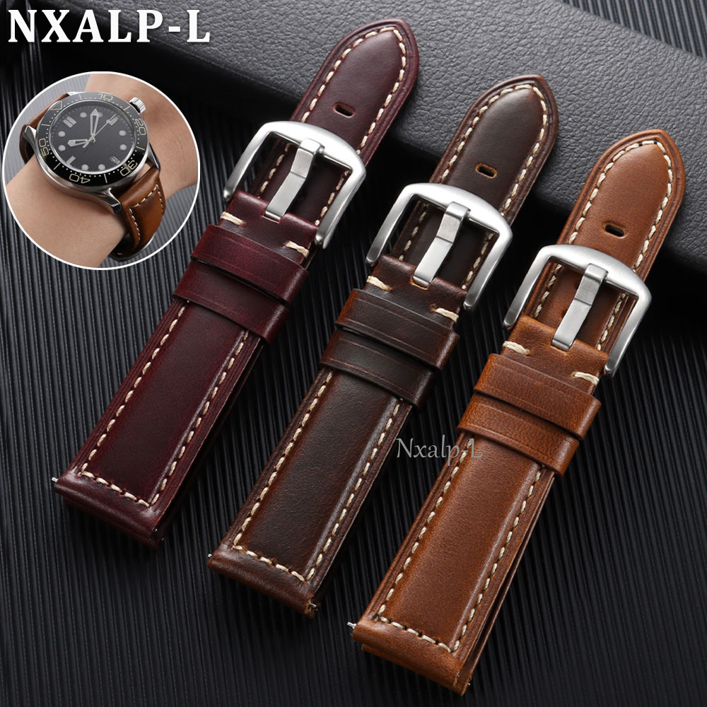 Oil Wax Cowhide Strap 18 20mm  - Leather Strap Quick Release recension och pris