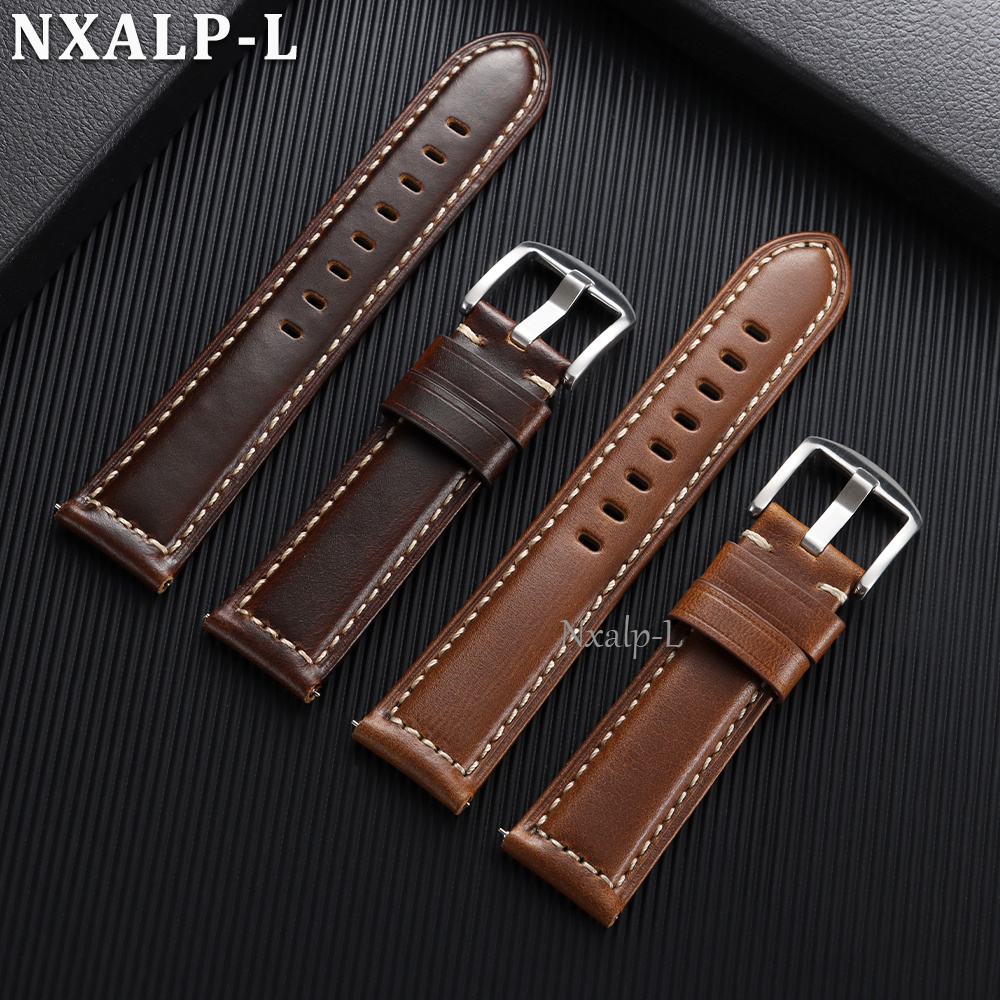Oil Wax Cowhide Strap 18 20mm  - Leather Strap Quick Release recension och pris