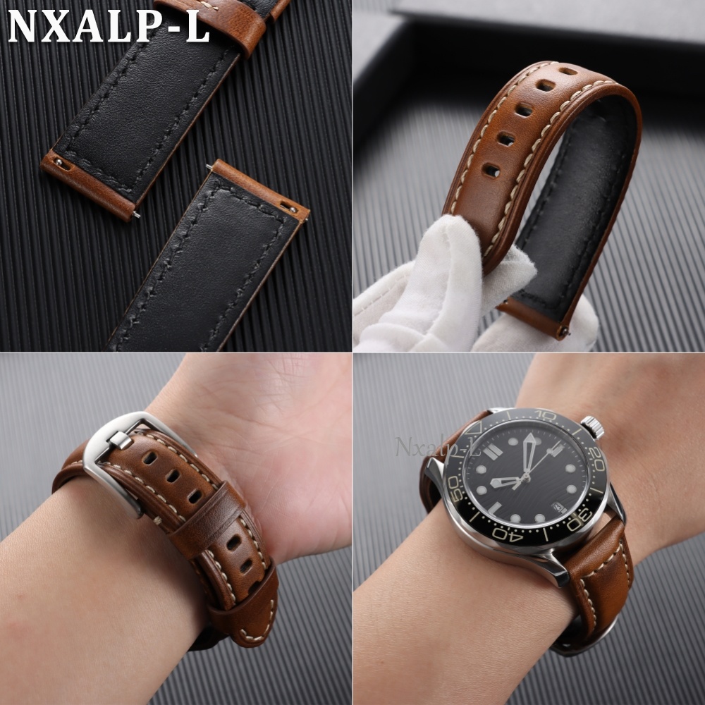 Oil Wax Cowhide Strap 18 20mm  - Leather Strap Quick Release recension och pris