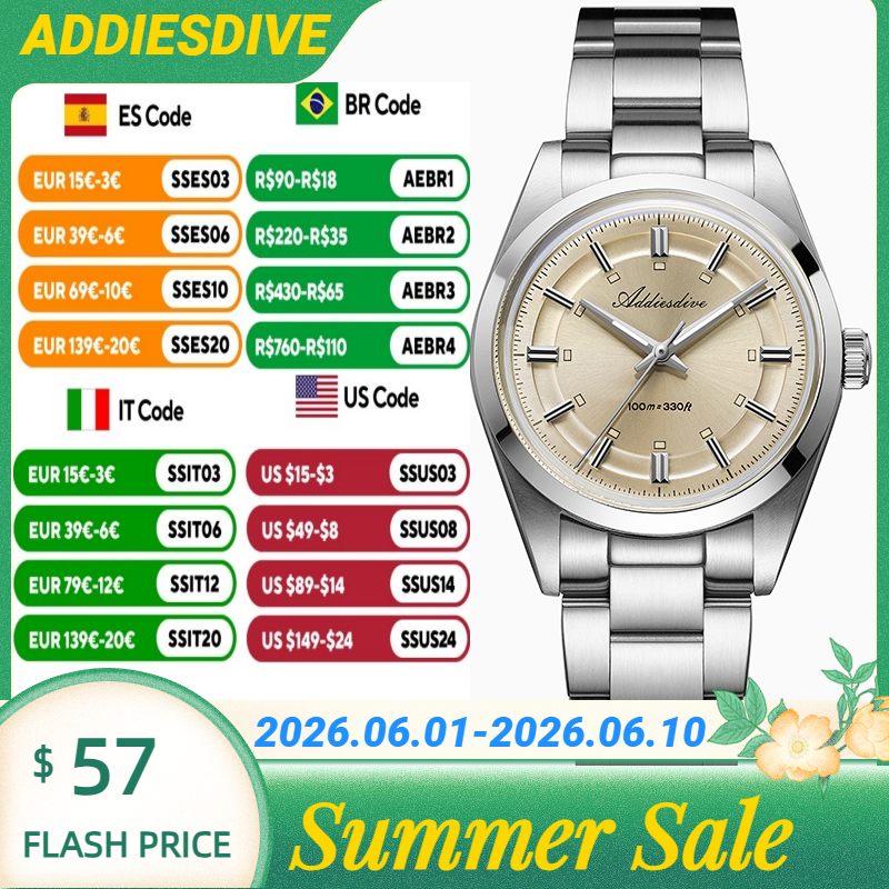 ADDIESDIVE Super Luminous Japa - Stainless Bracelet Diver recension och pris