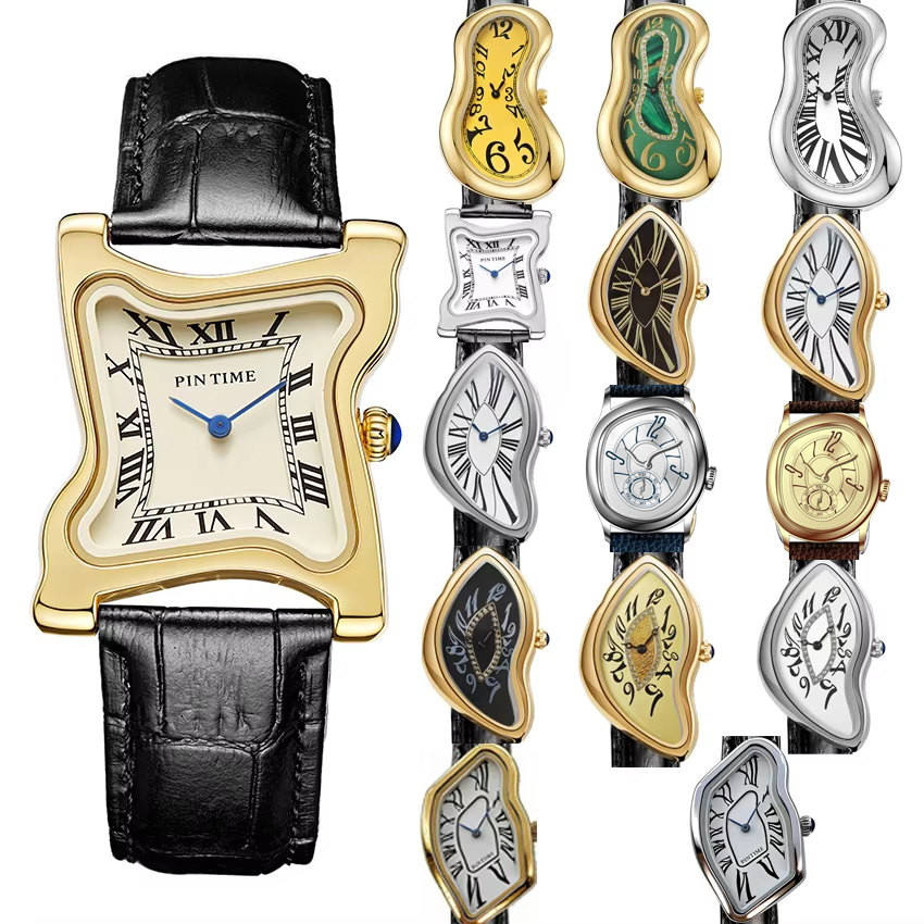Surrealist Art Melting Clock W - Leather Watch Band Men recension och pris