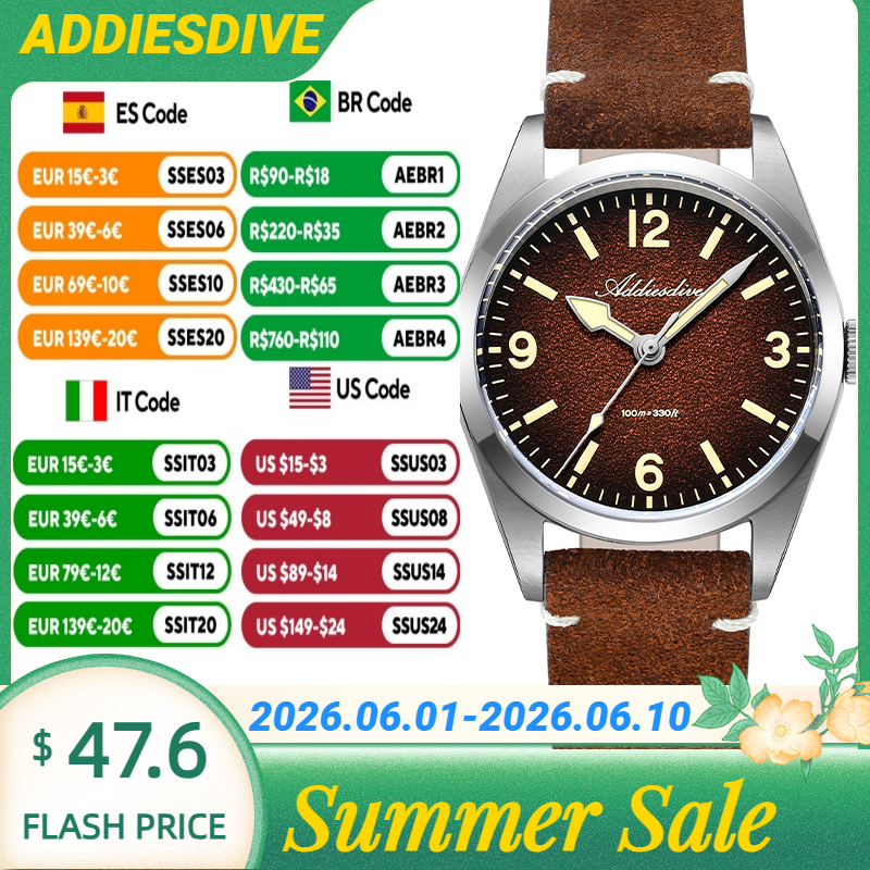 ADDIESDIVE Japan 2035 Super Lu - Suede Strap Watch recension och pris
