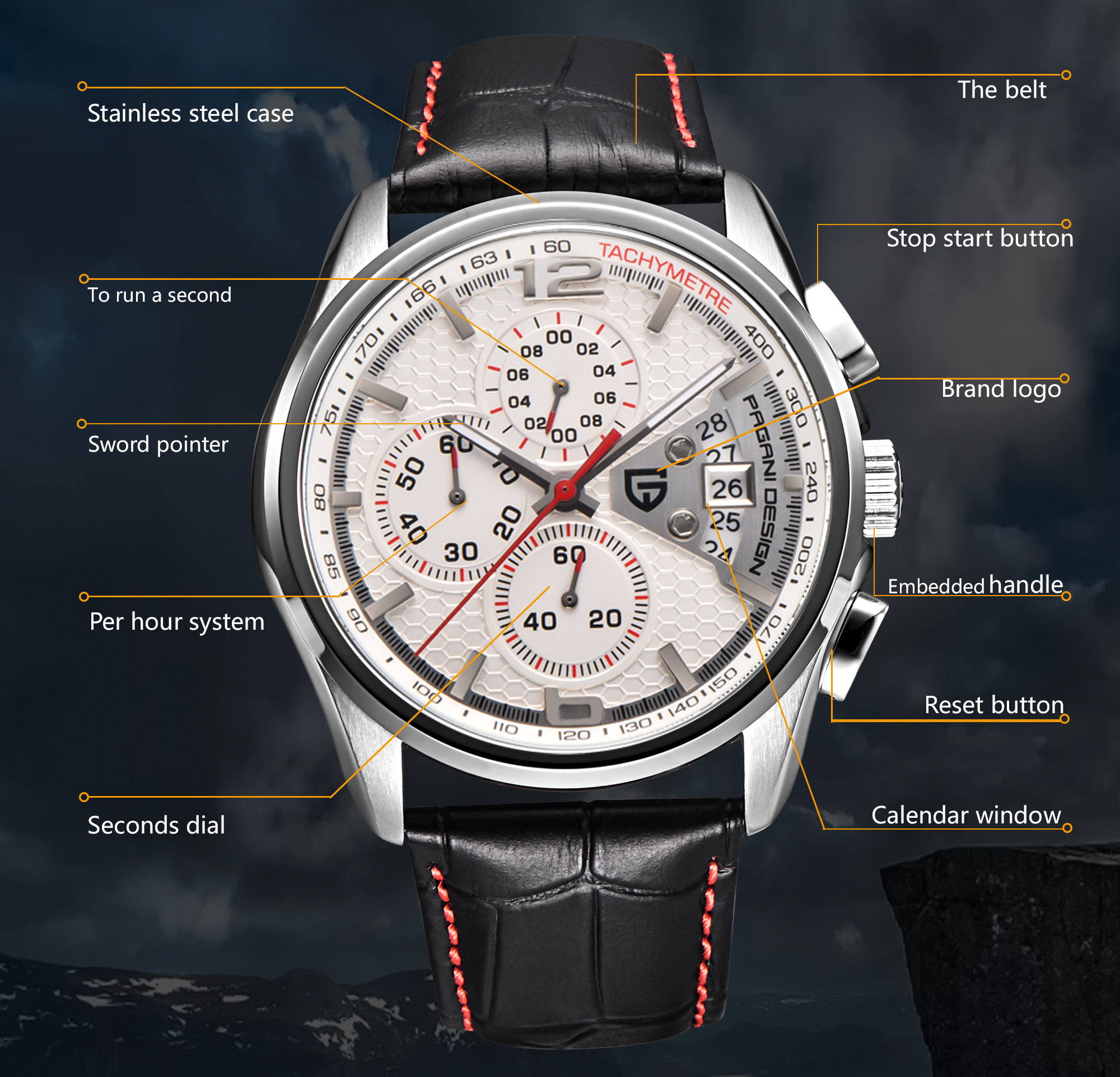 Pagani PD3306 Mens Quartz Watc - Leather Watch Band Men recension och pris