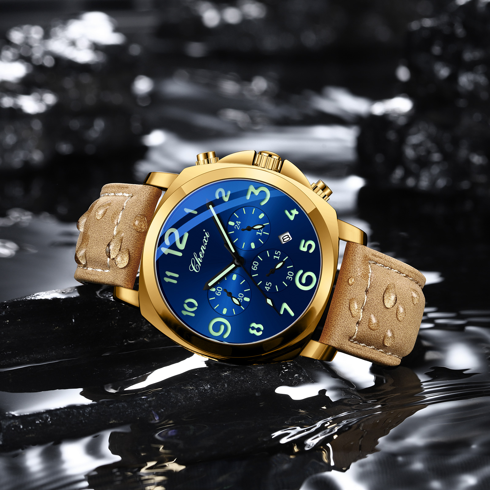 CHENXI Men Watch Multifunction - Leather Watch Band Men recension och pris