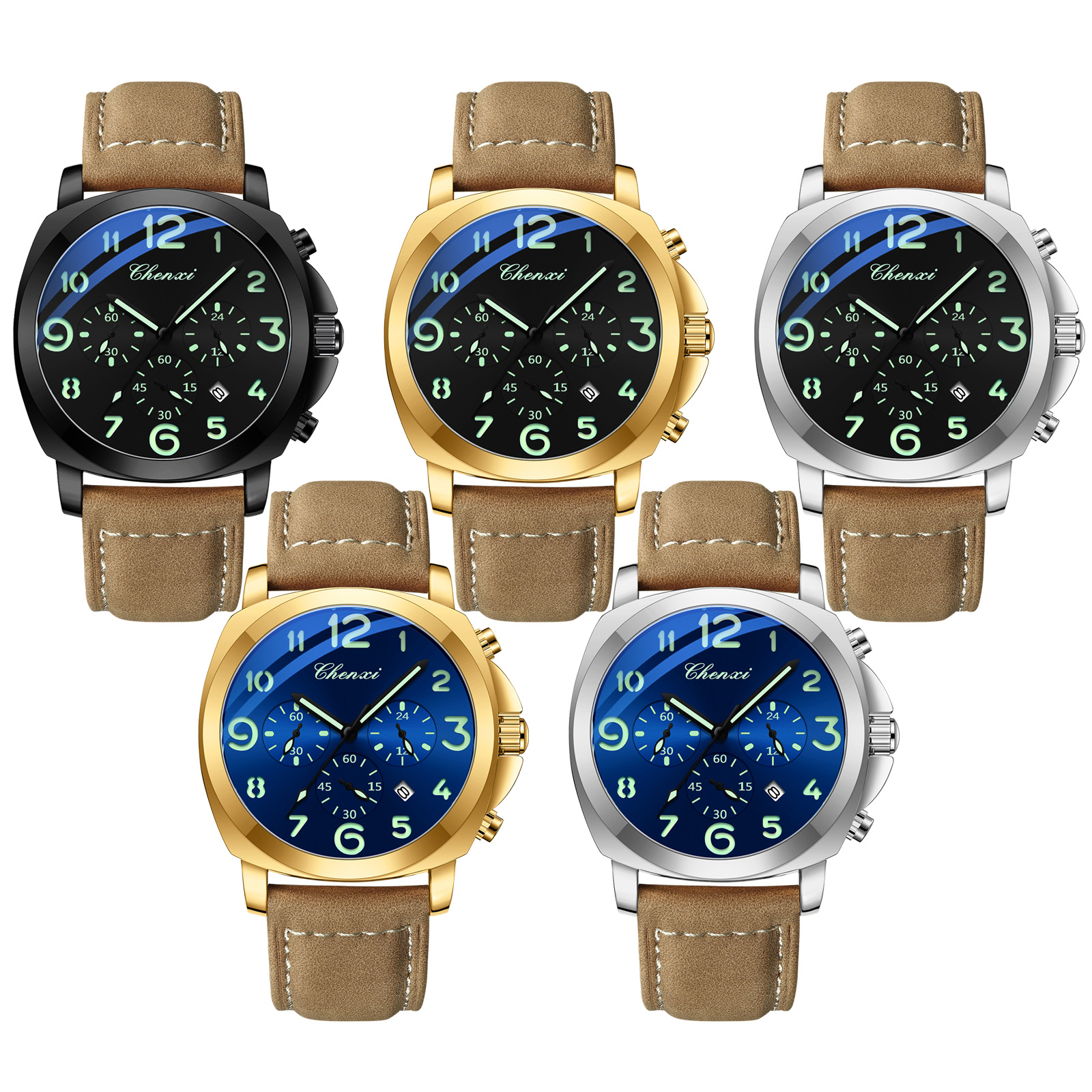 CHENXI Men Watch Multifunction - Leather Watch Band Men recension och pris