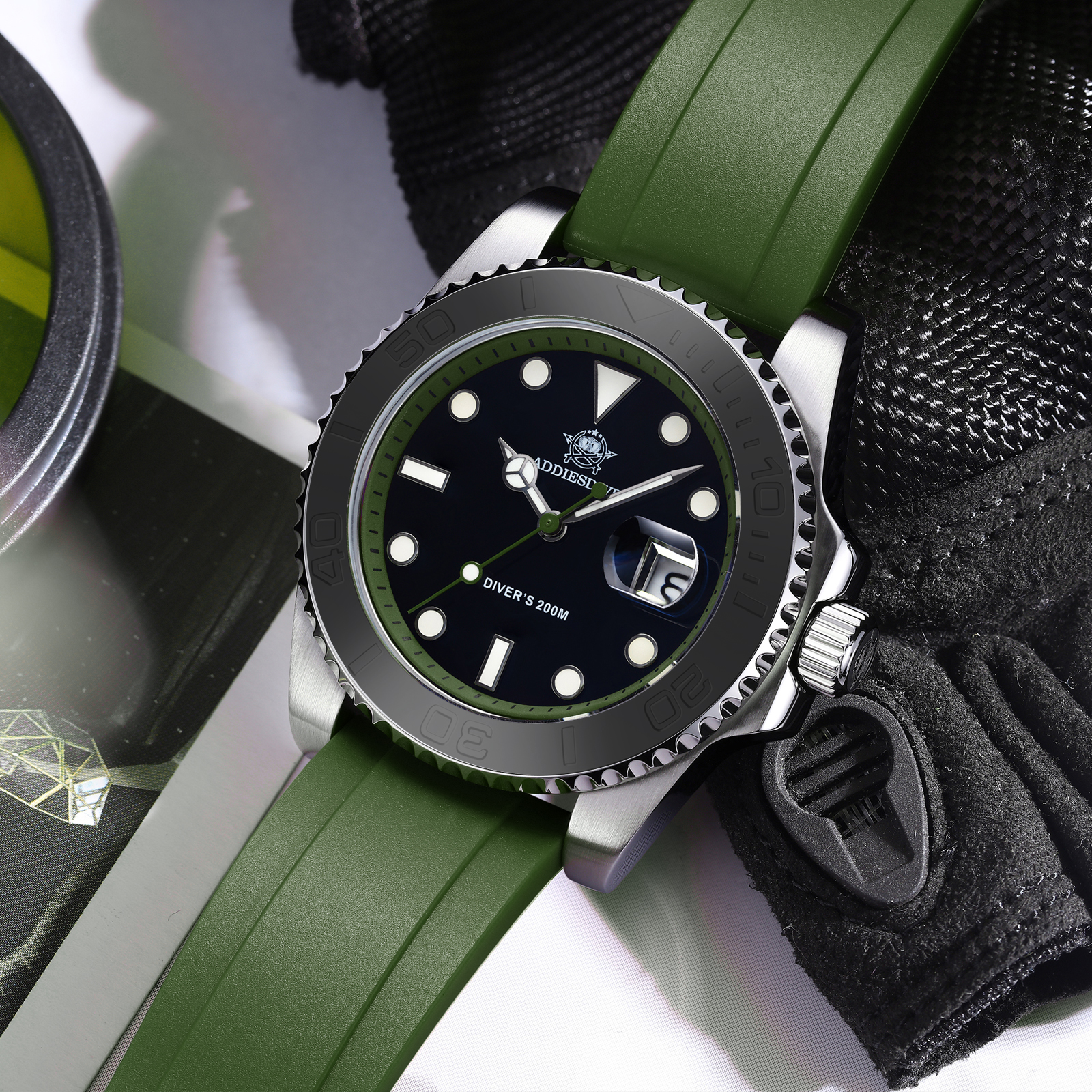 ADDIESDIVE Rotatable Ceramic B - Rubber Strap Diver recension och pris
