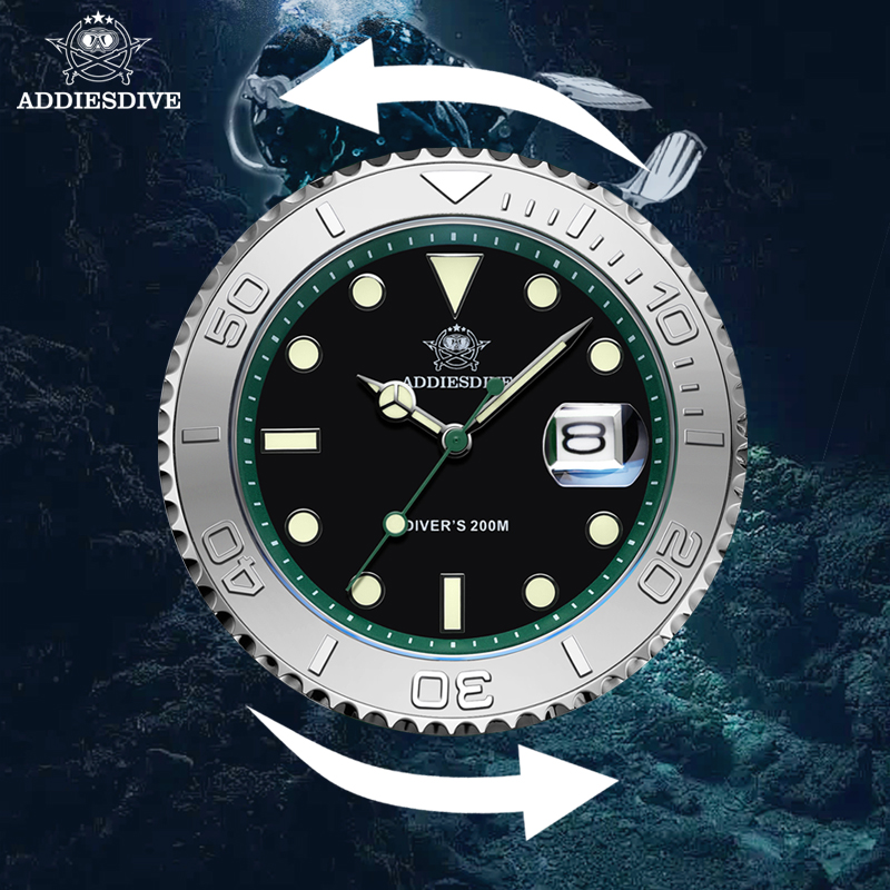 ADDIESDIVE Rotatable Ceramic B - Rubber Strap Diver recension och pris