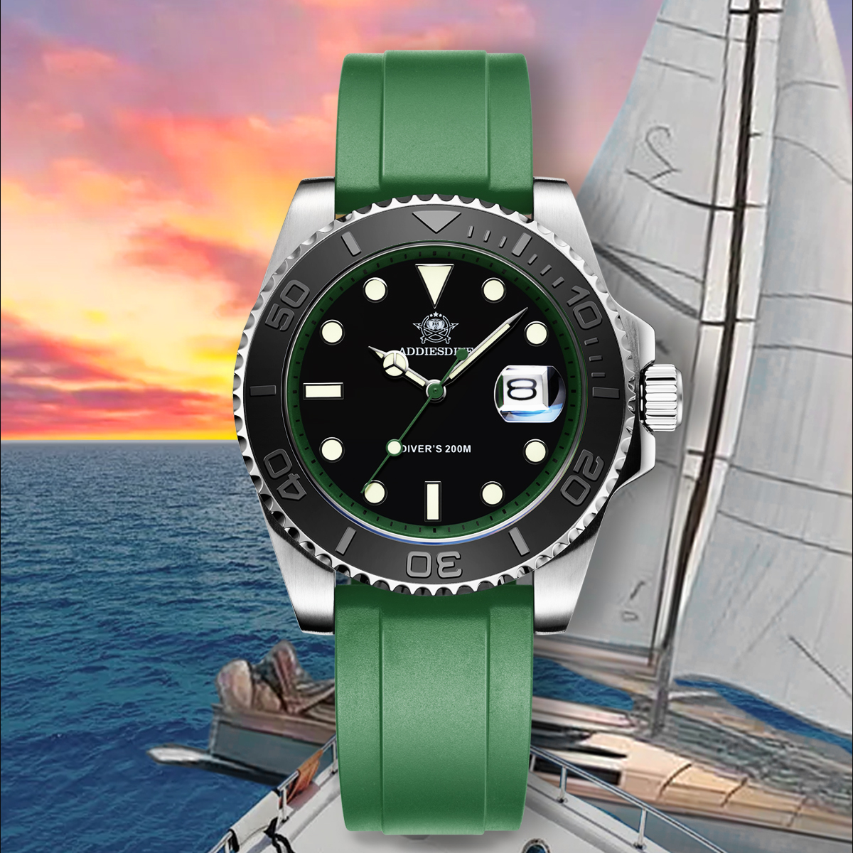 ADDIESDIVE Rotatable Ceramic B - Rubber Strap Diver recension och pris