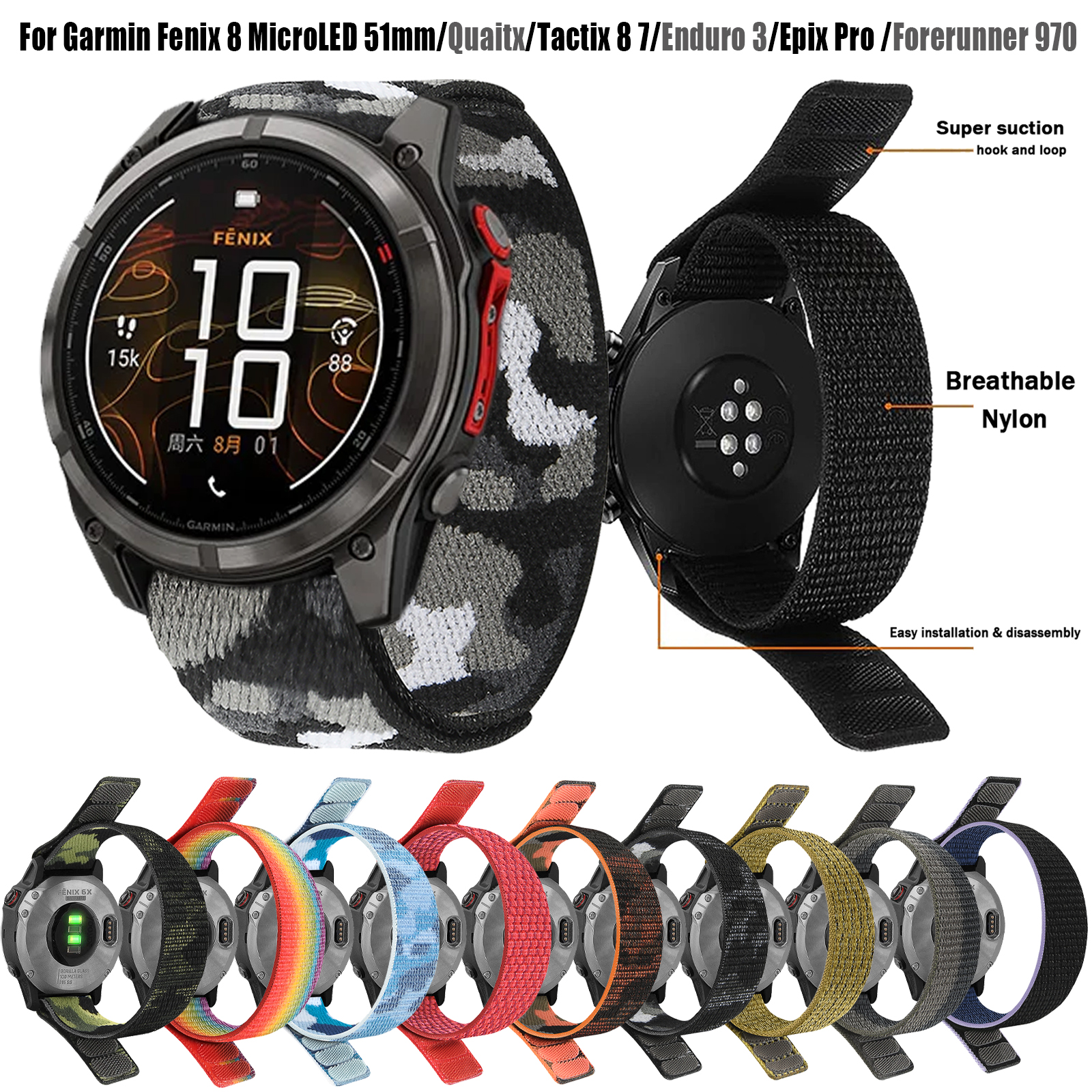 22mm 26mm Nylon QuickFit Strap - Sport Loop Velcro recension och pris