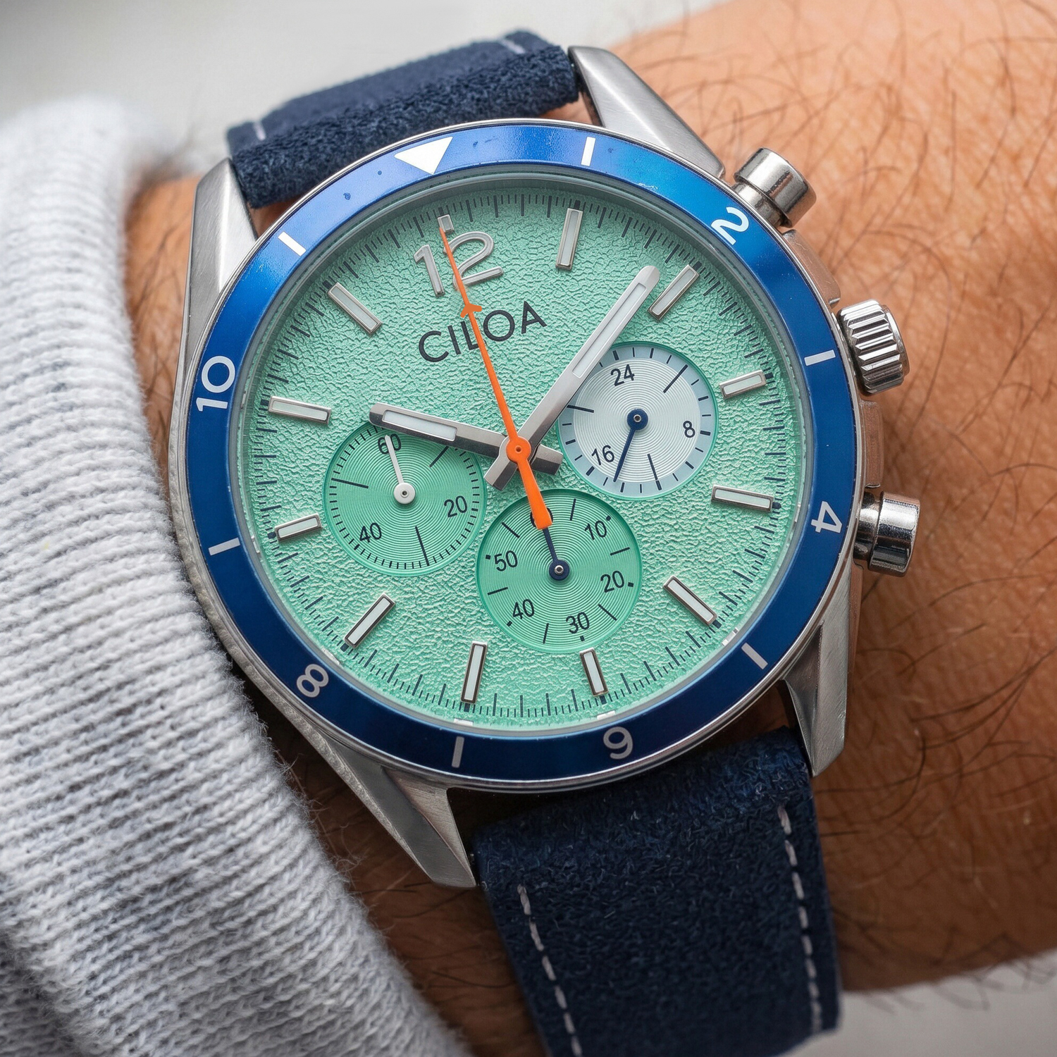 CILOA Men's Chronograph Watch  - Suede Strap Watch recension och pris