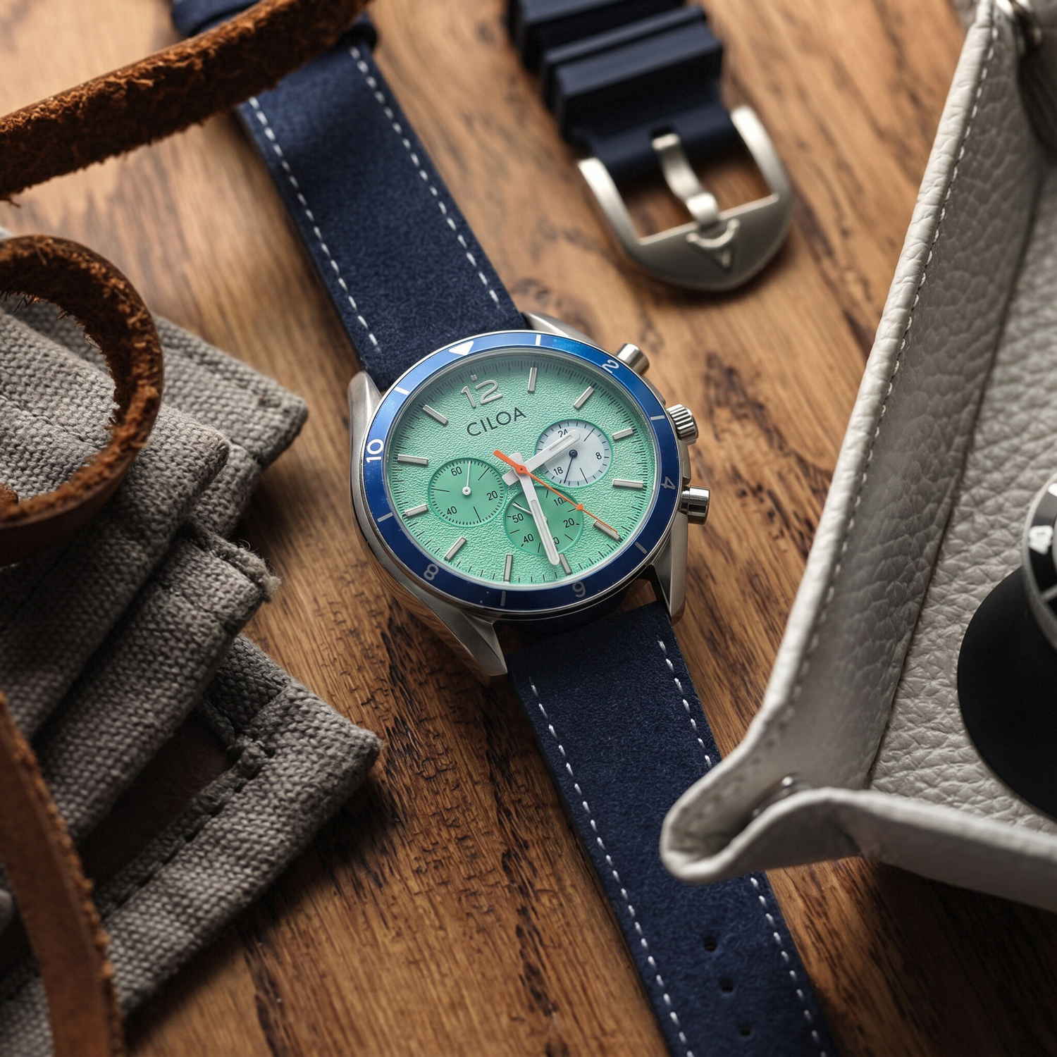 CILOA Men's Chronograph Watch  - Suede Strap Watch recension och pris