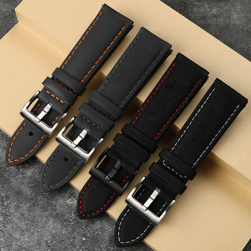 Canvas leather bottom watchban - Leather Strap Quick Release recension och pris