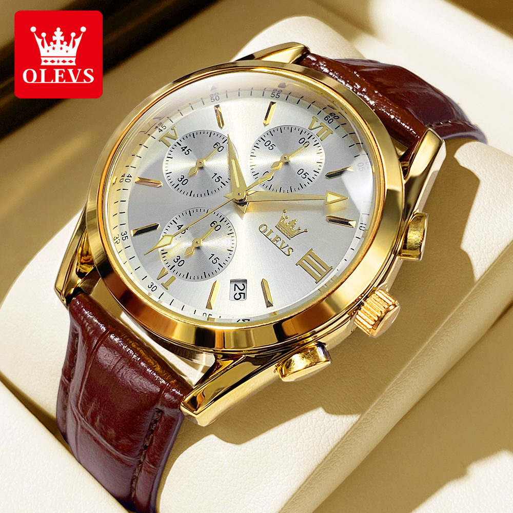 OLEVS 2872 Chronograph Men's W - Leather Watch Band Men recension och pris