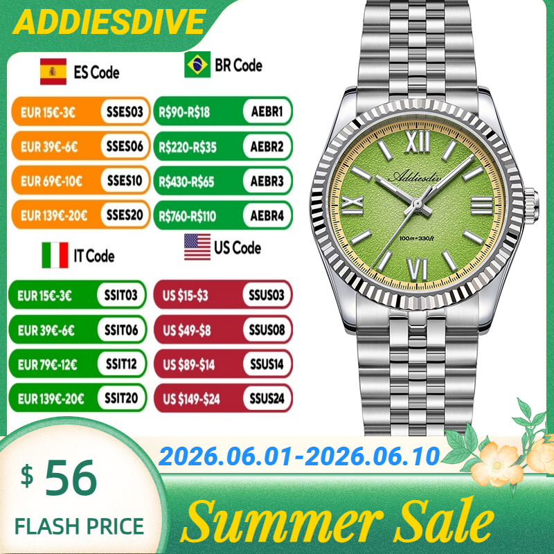 ADDIESDIVE Hight Quality Sapph - Stainless Bracelet Diver recension och pris