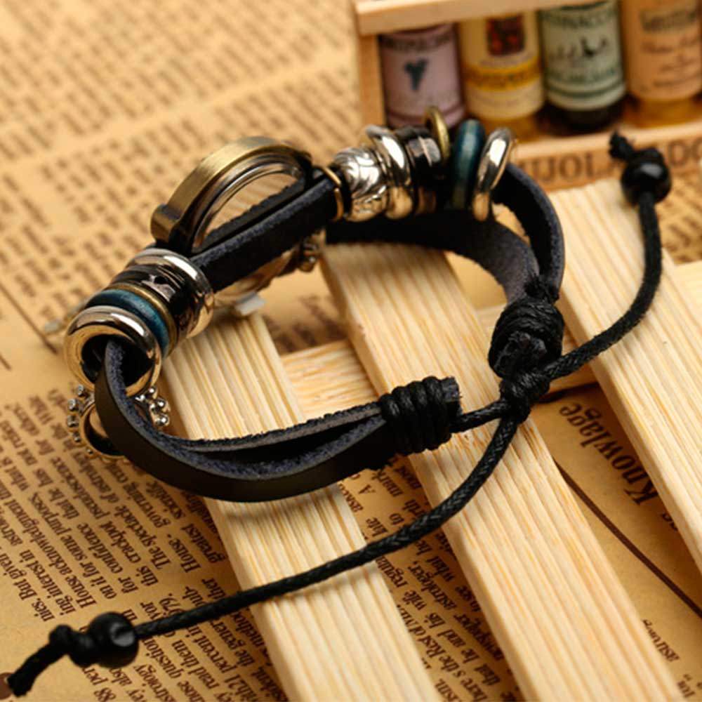 Handmade Butterfly Beads Brace - Leather Watch Band Men recension och pris