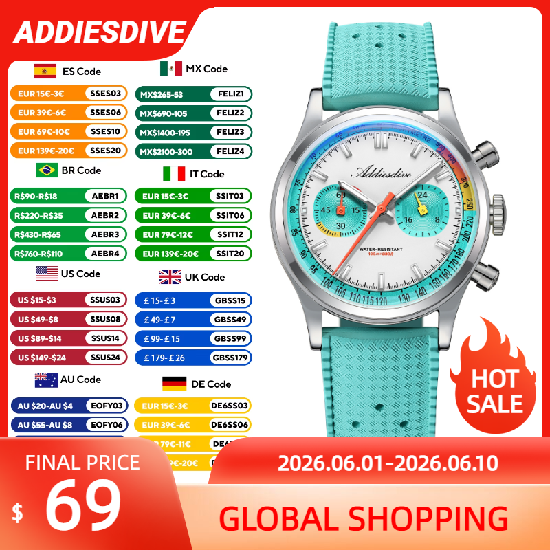 ADDIESDIVE NEW Multifunction C - Rubber Strap Diver recension och pris