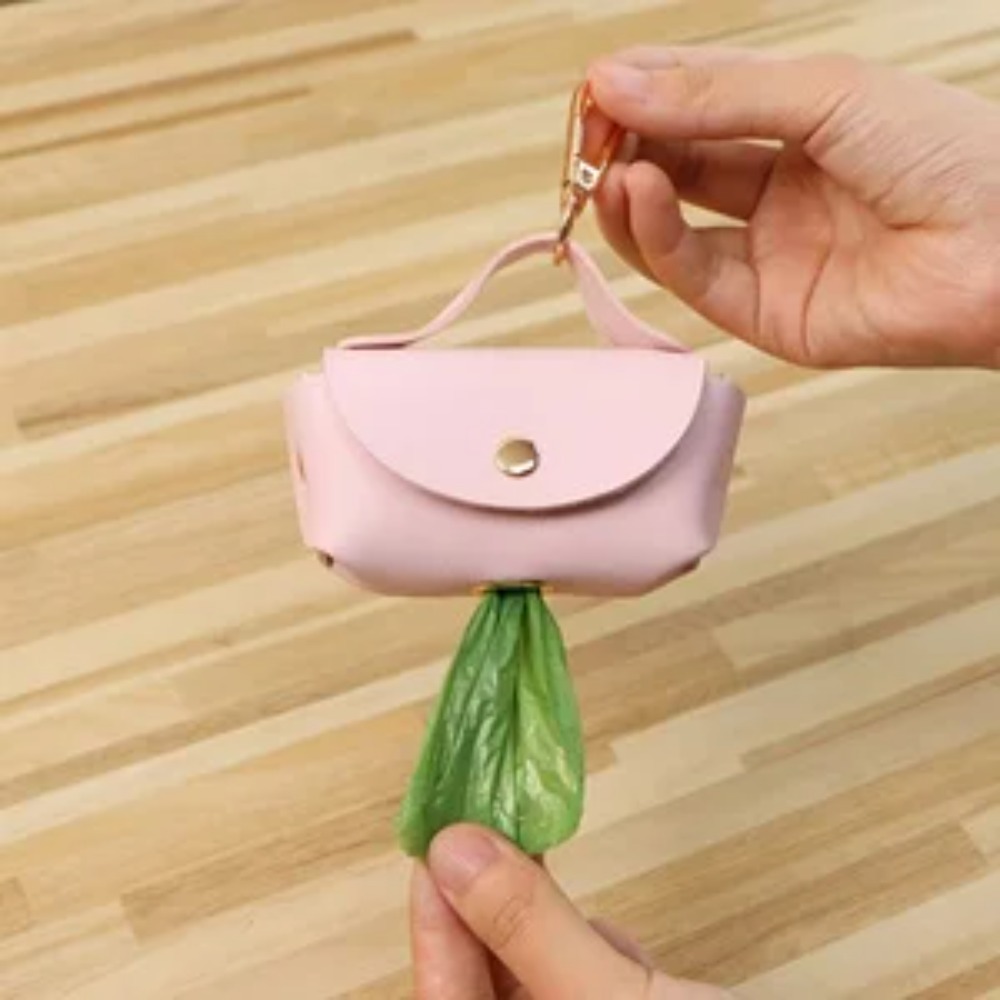 Elegant Leather Dog Poop Bag C - Leather Strap Quick Release recension och pris