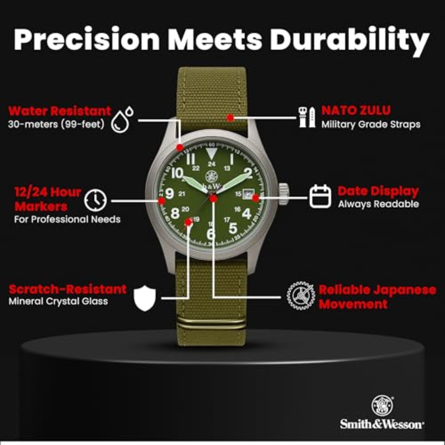 Men's Military Watch, 3 Interc - Canvas Strap Watch recension och pris