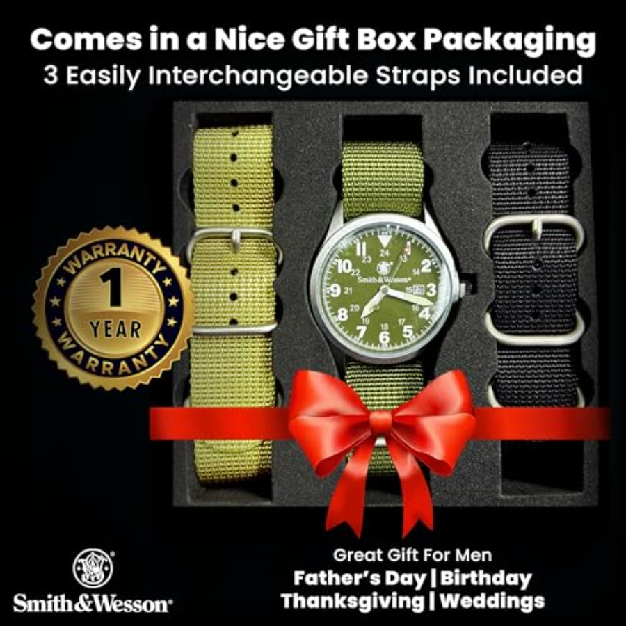 Men's Military Watch, 3 Interc - Canvas Strap Watch recension och pris