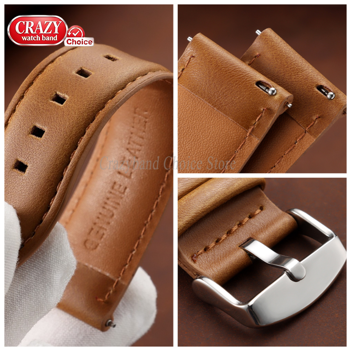 Oil Wax Cowhide Watch Band 18m - Leather Strap Quick Release recension och pris