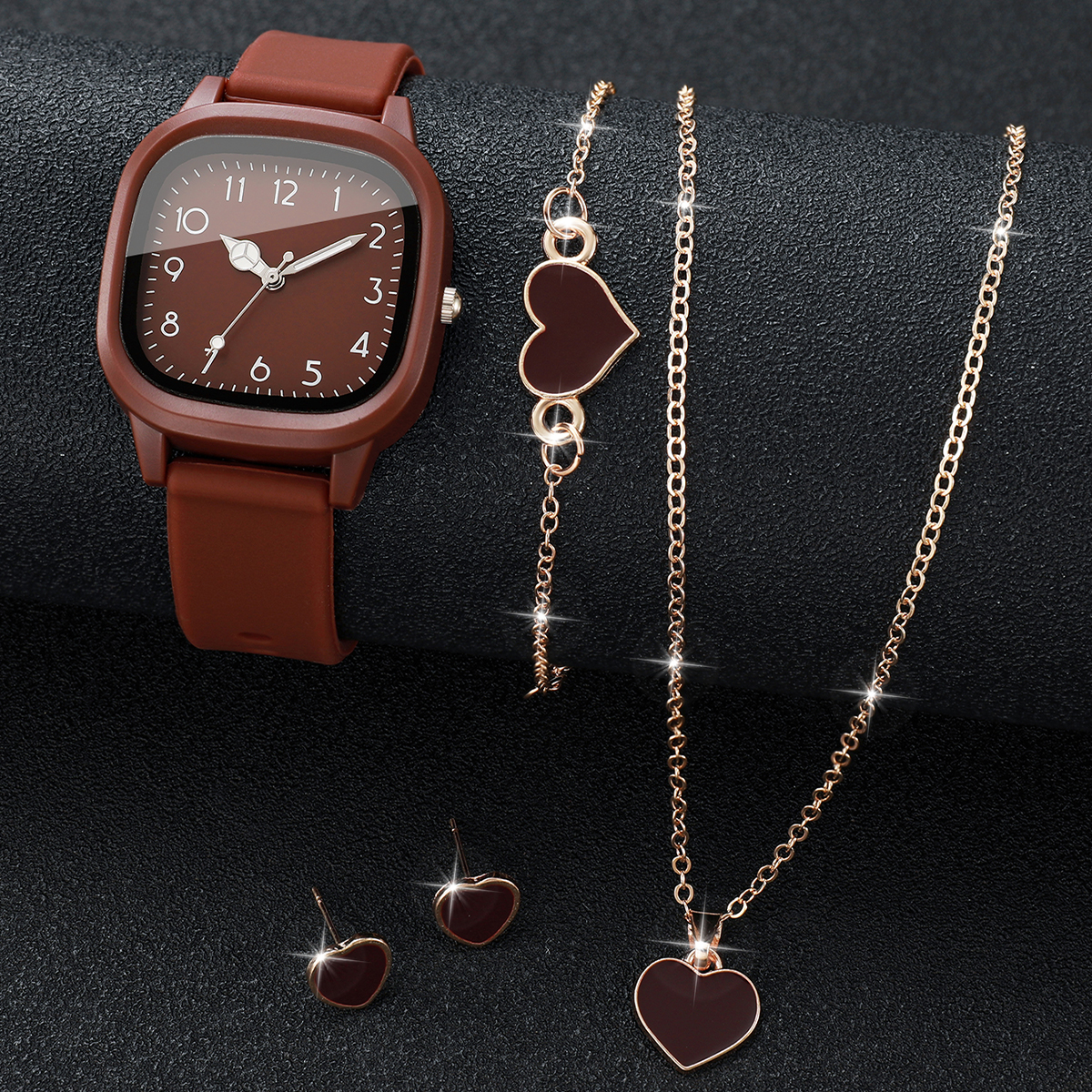 5PCS Fashion Women Watches Hea - Silicone Band Women recension och pris