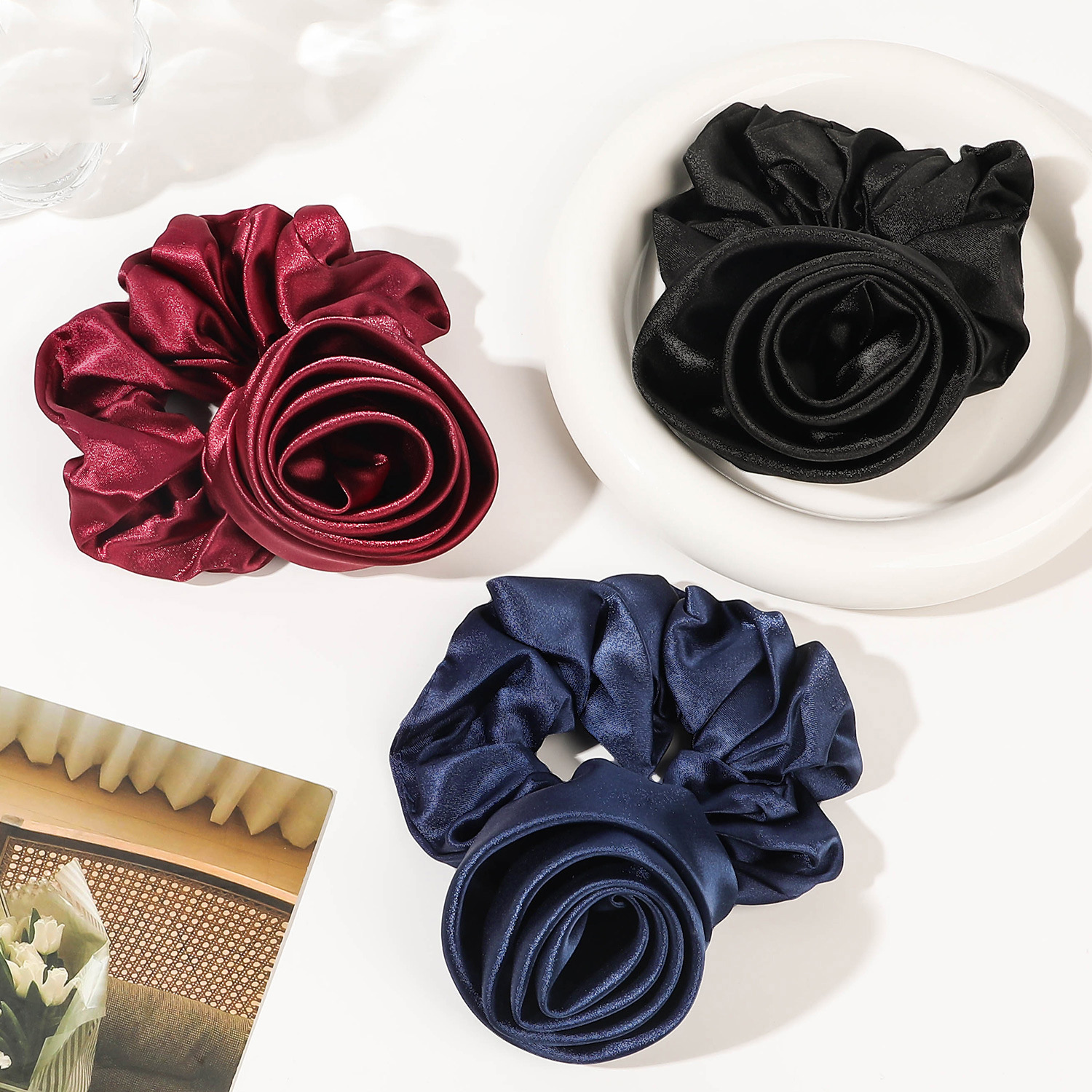 Korean Women Rose Elastic Hair - Silicone Band Women recension och pris