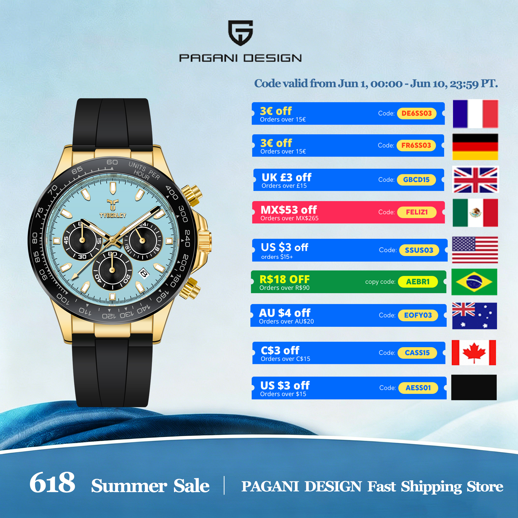 TYBERLEY Sophisticated Eleganc - Rubber Strap Diver recension och pris