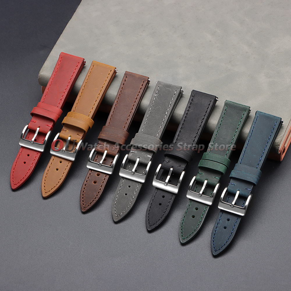 18mm 19mm 20mm 21mm 22mm 24mm  - Leather Strap Quick Release recension och pris